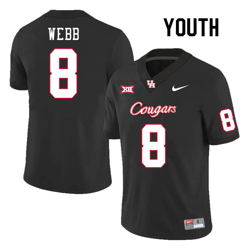 Youth #8 Kentrell Webb Houston Cougars College Football Jerseys Stitched-Black